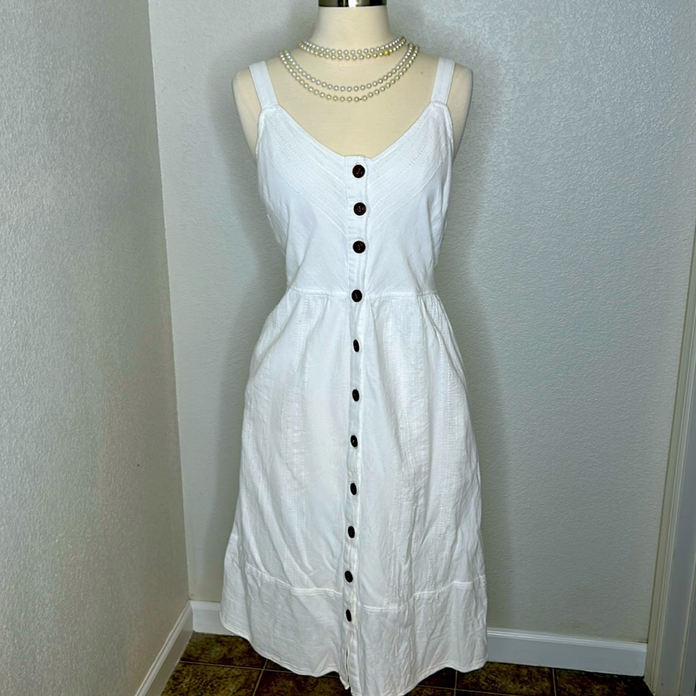 Universal Thread White Midi Medium Dress adjustable straps stretchy back pockets